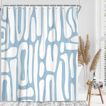 Bondjos Abstract Sage Green Shower Curtain,Boho Modern Geometric Line Art Decor,Abstract Minimalist Farmhouse Style Shower Curtain for Bathroom，Waterproof Polyester Fabric Bathroom Curtain,72x72 Inch