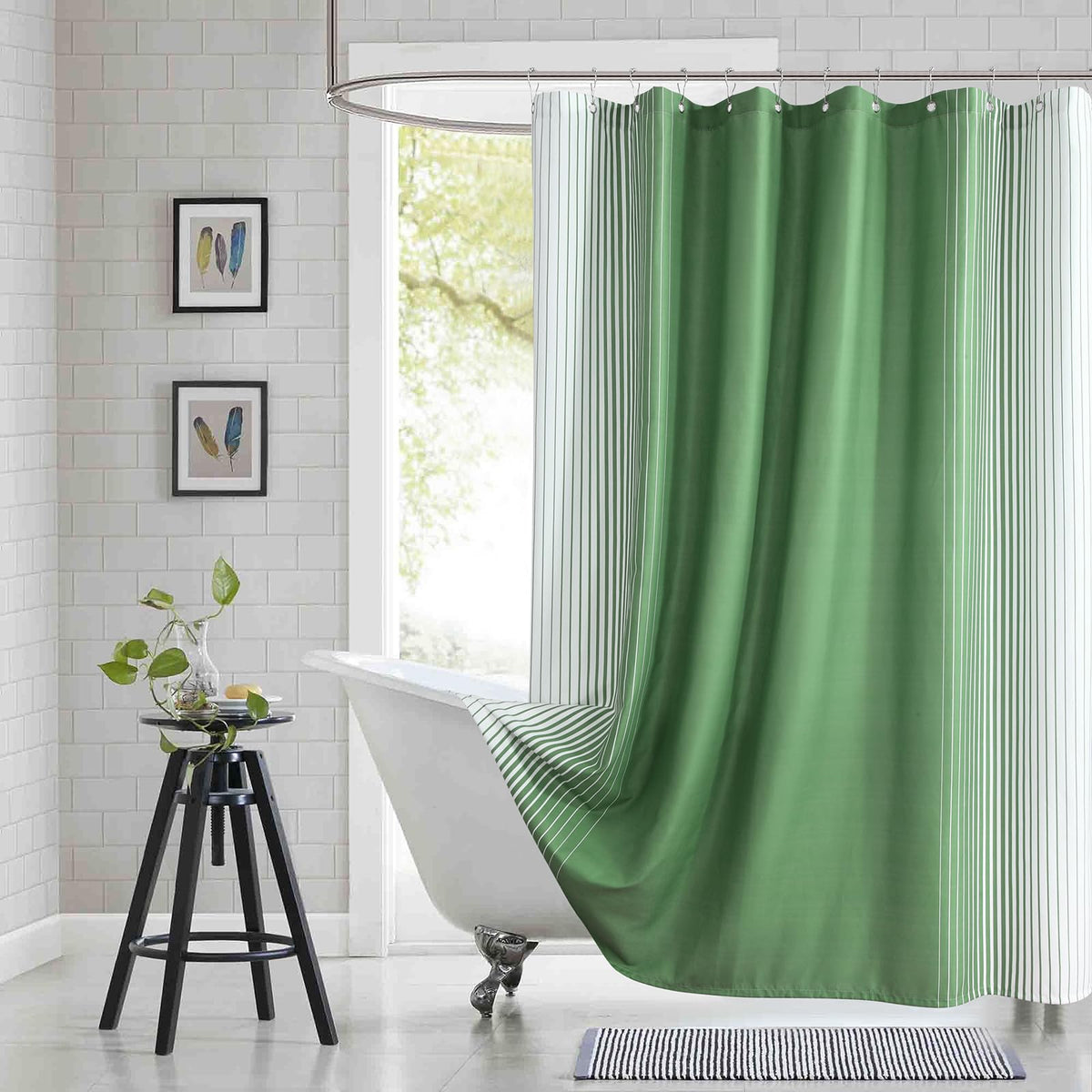 Fabric Shower Curtain, Blue Shower Curtain, Plolyester Ombre Shower Curtains for Bathroom, Modern Decorative Bathroom Curtains, 72" W x 72" H
