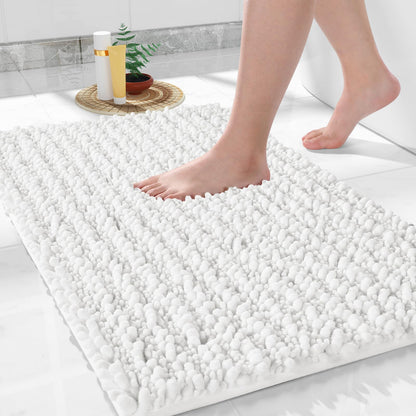 Yimobra Bathroom Rugs Non Slip Washable 32x20 Inch - Ultra Soft Absorbent Chenille Bath Mat, Quick Dry Shaggy Floor Carpet for Tub Shower, Gray Home Decor Accessories