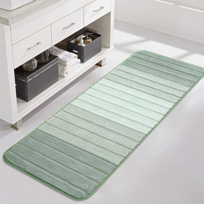 3 Pcs Ombre Bath Mat Set for Bathroom, Non Slip Ultra Soft and Thick Water Absorbent Bath Carpet, Machine Washable & Quick Dry Bathroom Rug, for Bedroom Door Living Room,Green