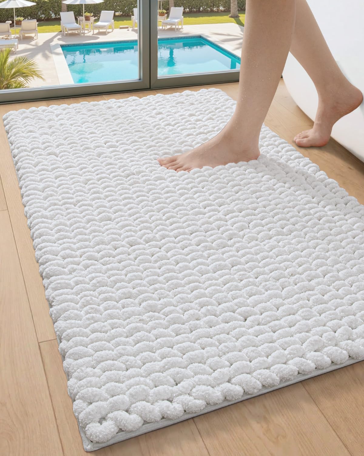 DEXI Bathroom Rugs 36x24, Non Slip Washable Chinelle Bath Mat, Taupe