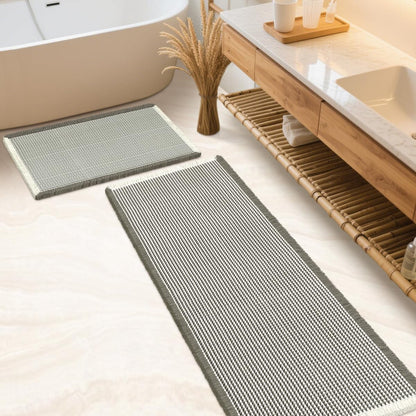 IM HOME Waffle Bath Mat Beige 32"x20", Boho Woven Modern Bath Mat Rugs, Absorbent Non Slip Bathroom Rugs, Soft Washable Bath Rugs with Tassels for Bathroom, Bedroom, Kitchen, Shower, Tub
