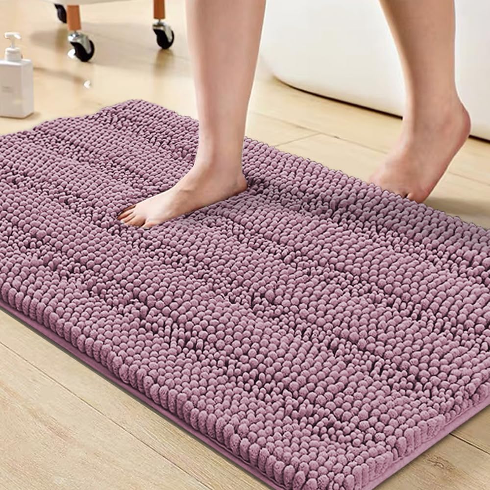 Turquoize Bathroom Runner Rug 17"x47", Soft Absorbent Chenille Bath Rug