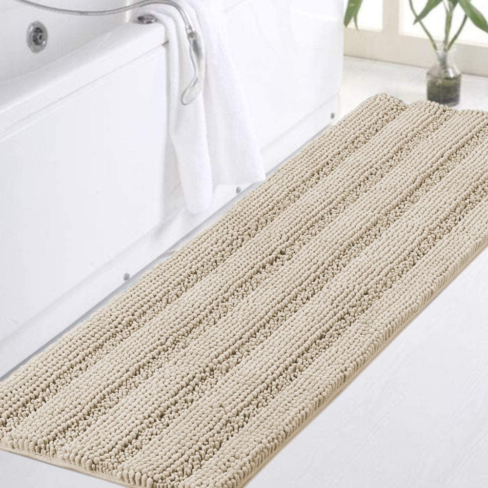 Turquoize Bathroom Runner Rug 17"x47", Soft Absorbent Chenille Bath Rug