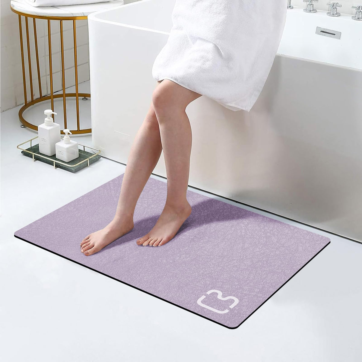RUERYA Grey Long Bathroom Rugs Large Stone Bath Mats for Bathroom,15.7"x47"