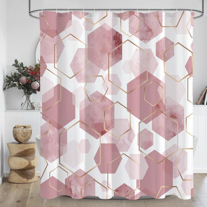 Litabel Sage Green Geometric Shower Curtain for Bathroom, 72x72