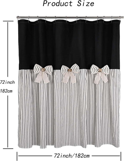 DOSLY IDÉES Farmhouse Black Shower Curtain, 72x72 inch