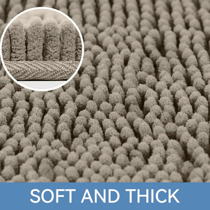 Bcoimo Small Bath Rug Mat,24x17 Chenille High Absorbent Latte Bathroom Mats