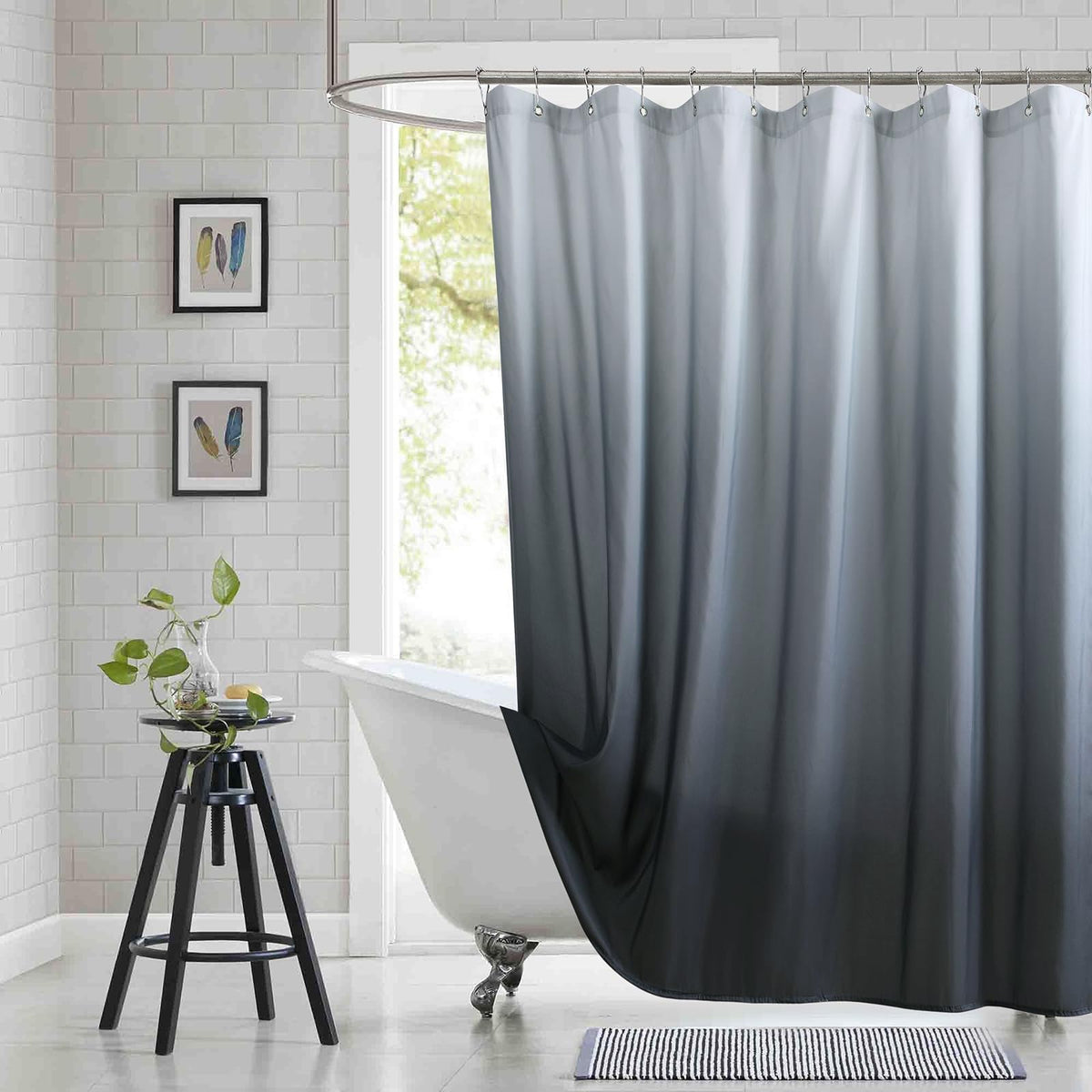 Fabric Shower Curtain, Blue Shower Curtain, Plolyester Ombre Shower Curtains for Bathroom, Modern Decorative Bathroom Curtains, 72" W x 72" H