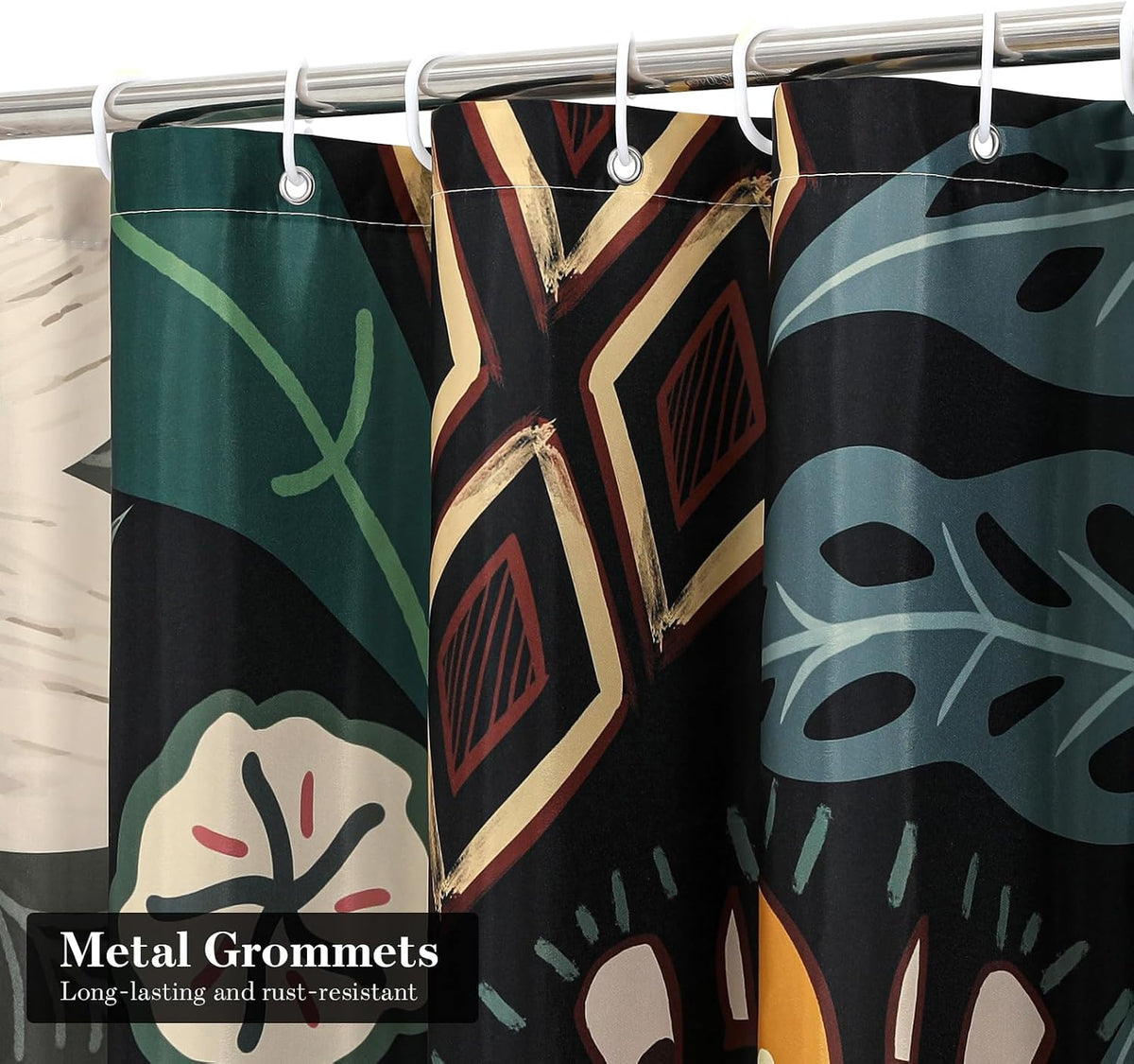 Boho Floral Shower Curtain, Vintage Botanical Fabric Curtain, 72 x 72