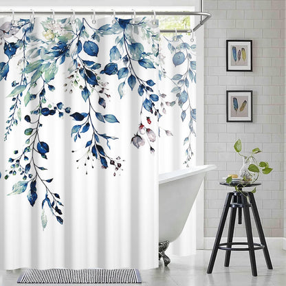Blue and Green Eucalyptus Shower Window Curtain 40x36 Inch