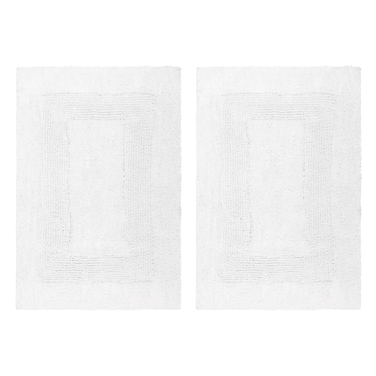 COTTON CRAFT 2 Pack Reversible Bath Mat Rug - Soft Luxurious -17x24- Ivory