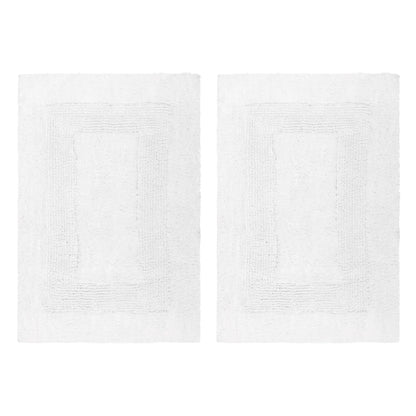 COTTON CRAFT 2 Pack Reversible Bath Mat Rug - Soft Luxurious -17x24- Ivory