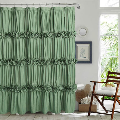 Homechoice Decor Peach Ruffle Shower Curtain for Master Bathroom