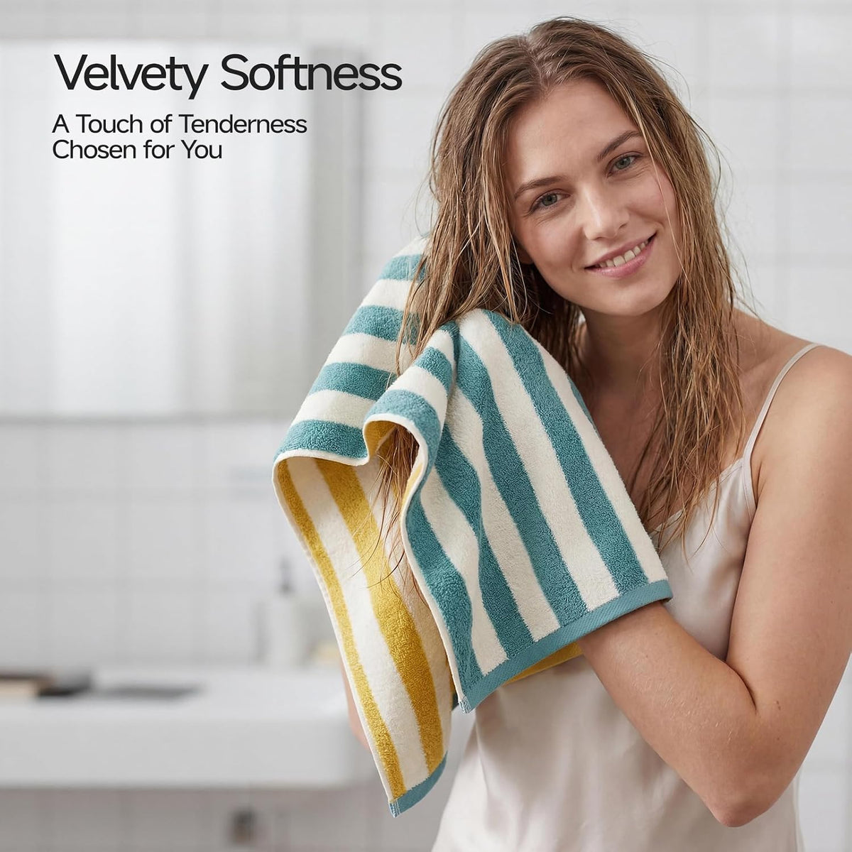 REDKISS Striped Hand Towels for Bathroom, Kitchen Decor, Guest Use, Ultra Soft and Highly Absorbent for Kids Adults, 100% Cotton, 12” x 28”, 3 Pack