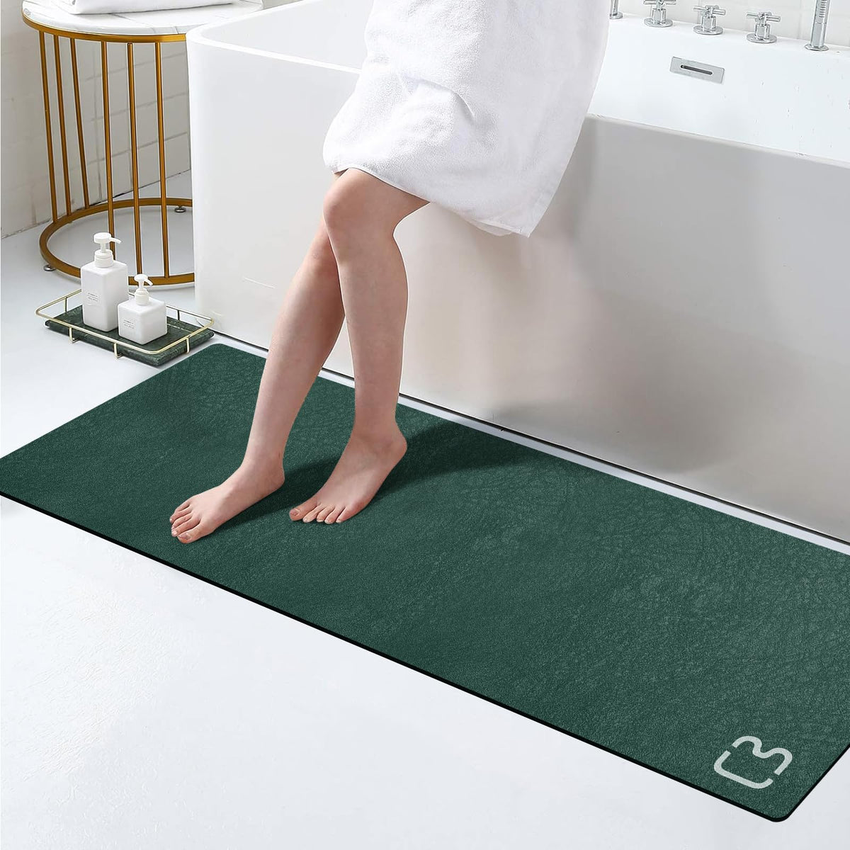 RUERYA Grey Long Bathroom Rugs Large Stone Bath Mats for Bathroom,15.7"x47"