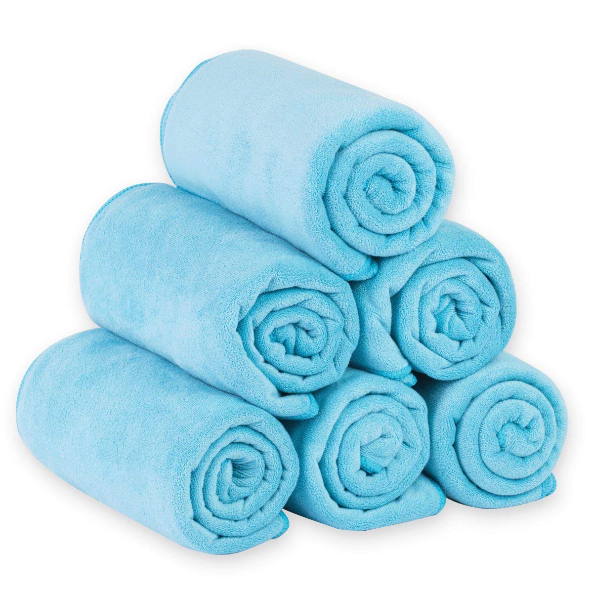 JML Microfiber Bath Towels, Bath Towel Set (6 Pack, 27" x 55") - Extra Absorbent and Fast Drying,Multipurpose Microfiber Towel for Bath, Beach, Pool, Sports, Yoga - Grey