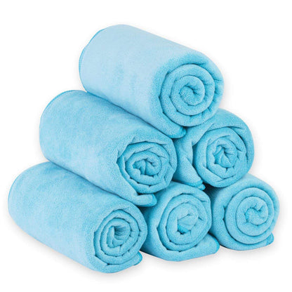 JML Microfiber Bath Towels, Bath Towel Set (6 Pack, 27" x 55") - Extra Absorbent and Fast Drying,Multipurpose Microfiber Towel for Bath, Beach, Pool, Sports, Yoga - Grey