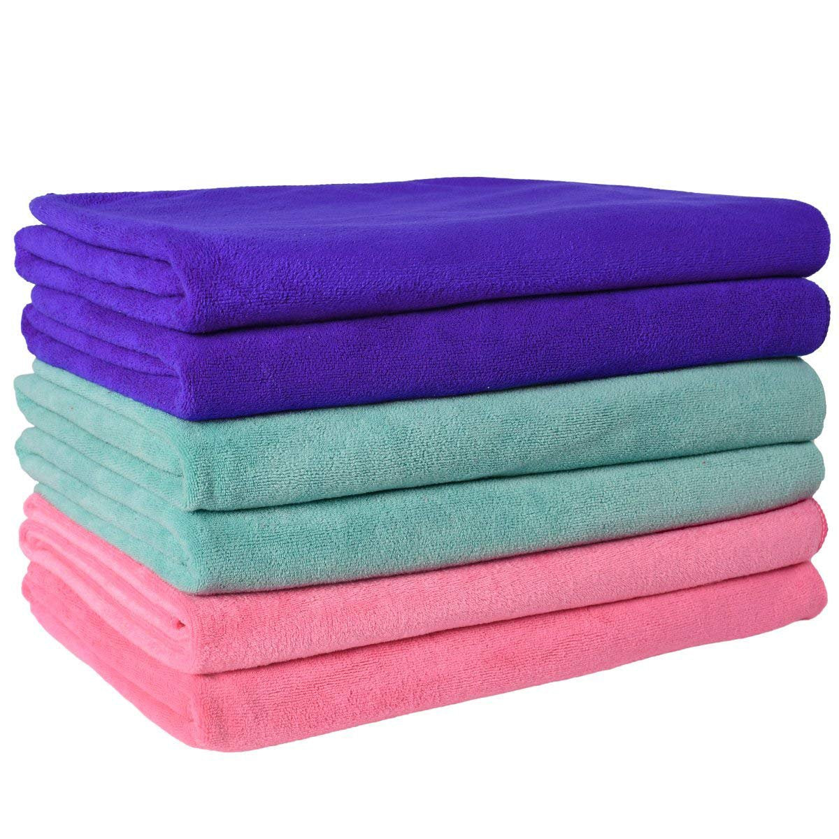 JML Microfiber Bath Towels, Bath Towel Set (6 Pack, 27" x 55") - Extra Absorbent and Fast Drying,Multipurpose Microfiber Towel for Bath, Beach, Pool, Sports, Yoga - Grey