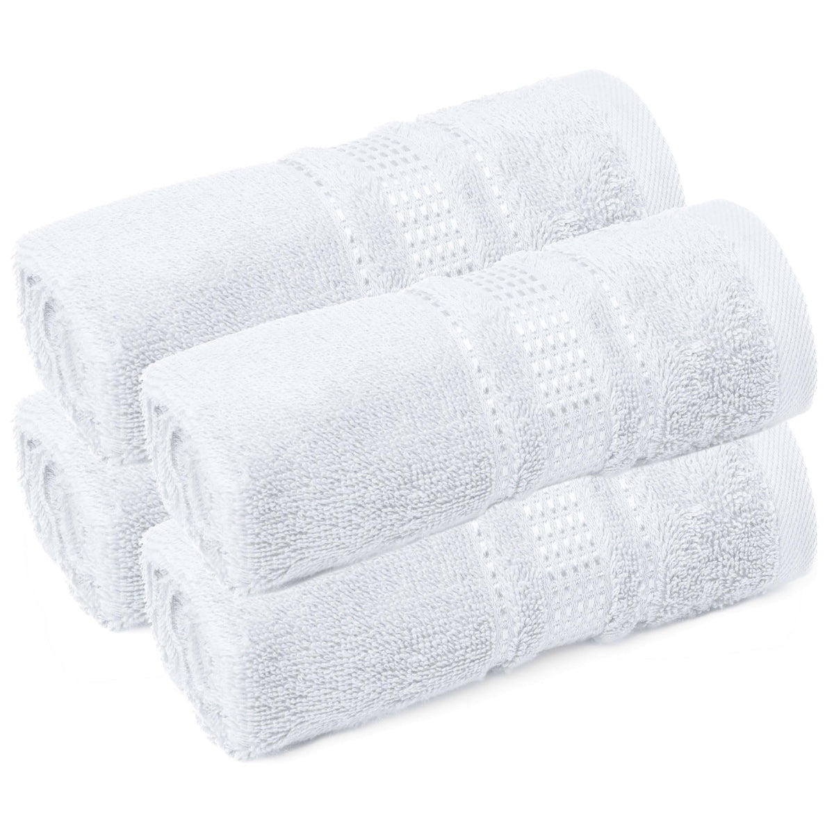 Melissa Linen Fingertip Towels 4 Pack, 100% Turkish Cotton, Small Hand Towels for Body and Face, 12 x 18 in, Soft and Absorbent, Quick Dry, Aqua Green (Light Teal/Seafoam)