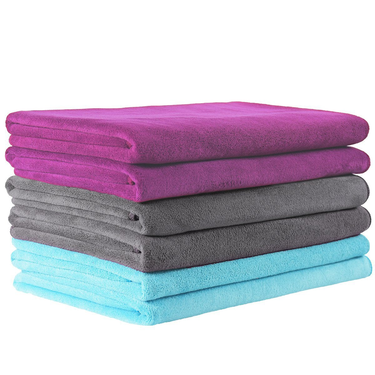 JML Microfiber Bath Towels, Bath Towel Set (6 Pack, 27" x 55") - Extra Absorbent and Fast Drying,Multipurpose Microfiber Towel for Bath, Beach, Pool, Sports, Yoga - Grey