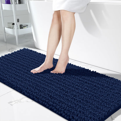 Yimobra Bathroom Rugs Non Slip Washable 32x20 Inch - Ultra Soft Absorbent Chenille Bath Mat, Quick Dry Shaggy Floor Carpet for Tub Shower, Gray Home Decor Accessories