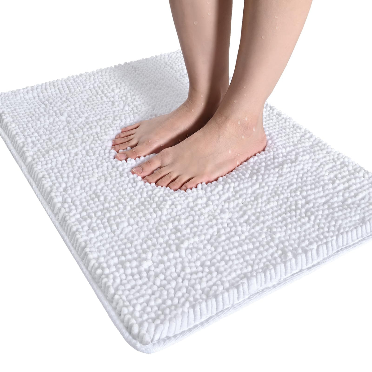 LOCHAS Luxury Bathroom Rug Shaggy Bath Mat 24 x 60 Inch, Gray