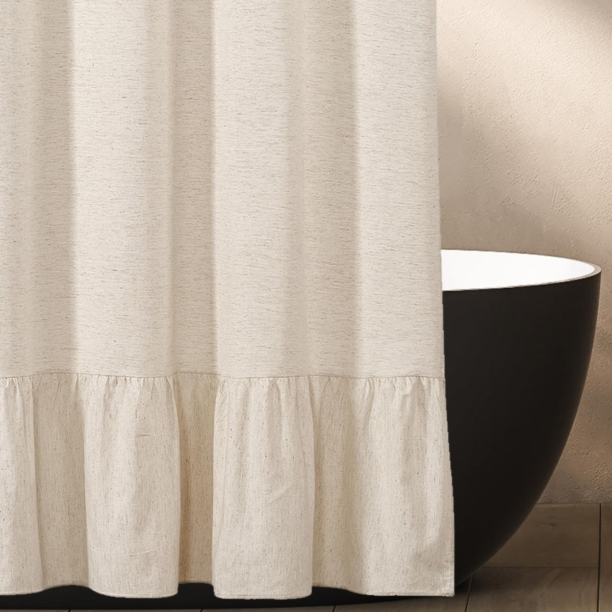 Light Blue Ruffle Shower Curtain Farmhouse Fabric Cloth Shower Curtains for Bathroom 72x72 Inches,Standard Size