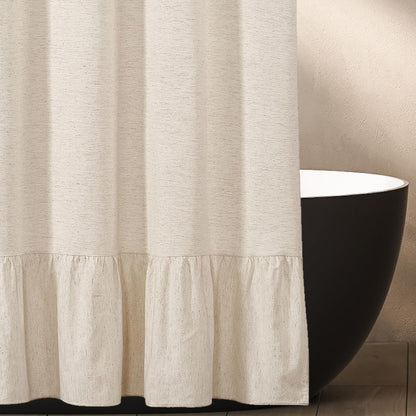 Light Blue Ruffle Shower Curtain Farmhouse Fabric Cloth Shower Curtains for Bathroom 72x72 Inches,Standard Size