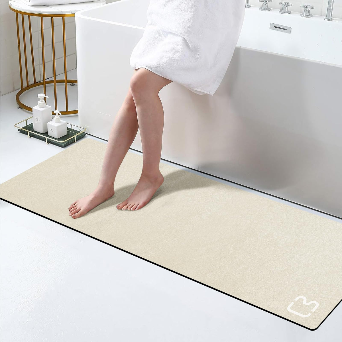 RUERYA Grey Long Bathroom Rugs Large Stone Bath Mats for Bathroom,15.7"x47"