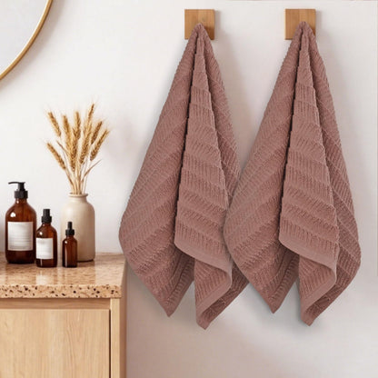 Fall Hand Towels Set of 2 - Bathroom & Kitchen Towels, Jacquard(Terracotta)