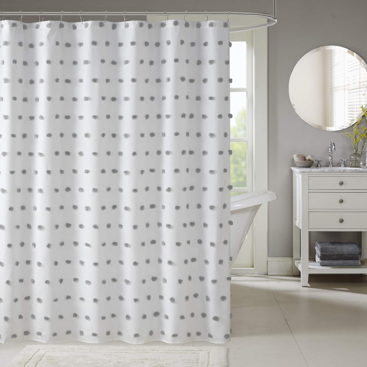 Madison Park Sophie Shower Curtain for Bathroom, 72 x 72, Black