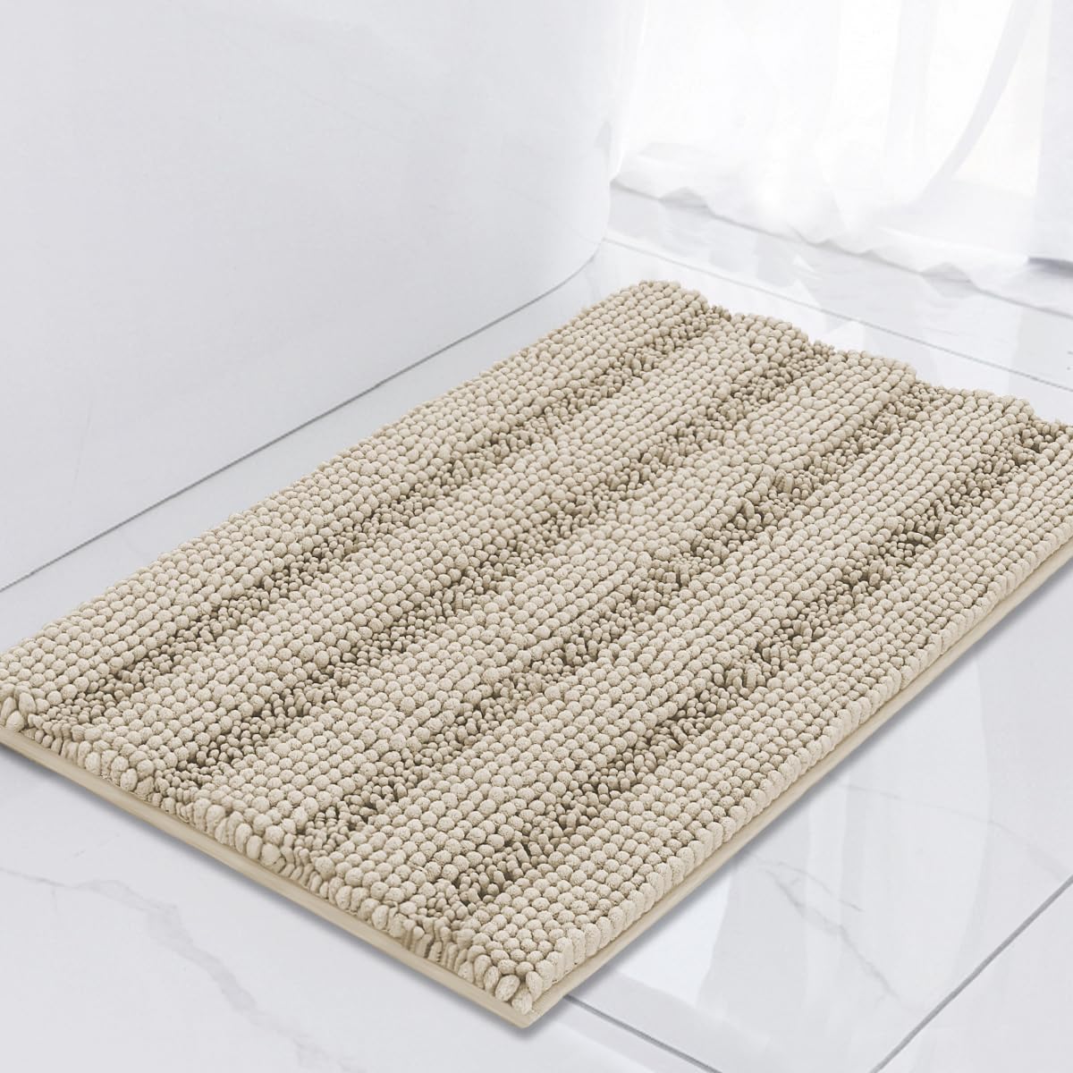 Turquoize Bathroom Runner Rug 17"x47", Soft Absorbent Chenille Bath Rug