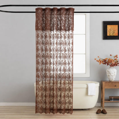 TUDECO Black Lace Shower Curtain with Valance, Gothic Style, 72 x 72 Inch