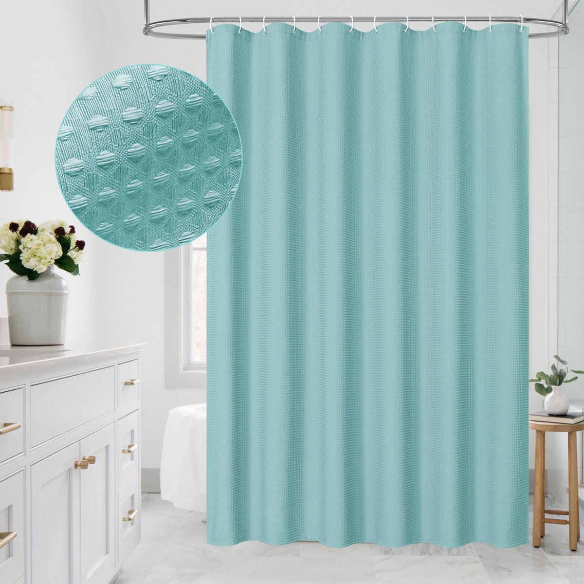 Sage Green Luxury Heavyweight Textured Fabric Shower Curtain Hotel,72x72
