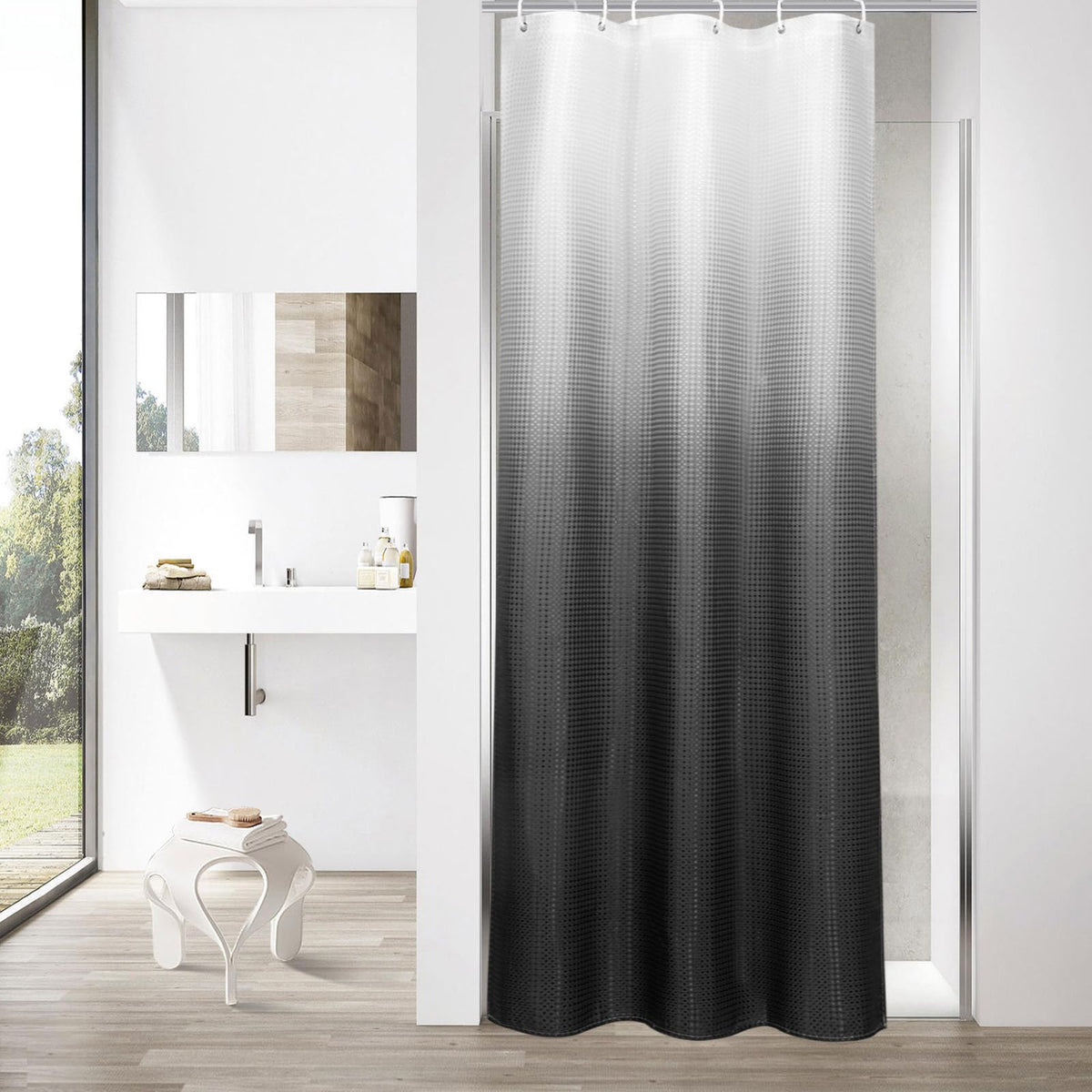 Sage Green Luxury Heavyweight Textured Fabric Shower Curtain Hotel,72x72