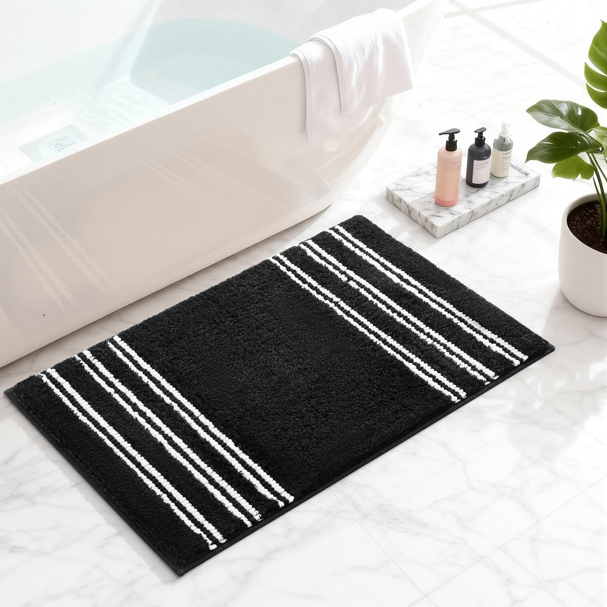 3 Pcs Ombre Bath Mat Set for Bathroom, Non Slip Ultra Soft and Thick Water Absorbent Bath Carpet, Machine Washable & Quick Dry Bathroom Rug, for Bedroom Door Living Room,Green