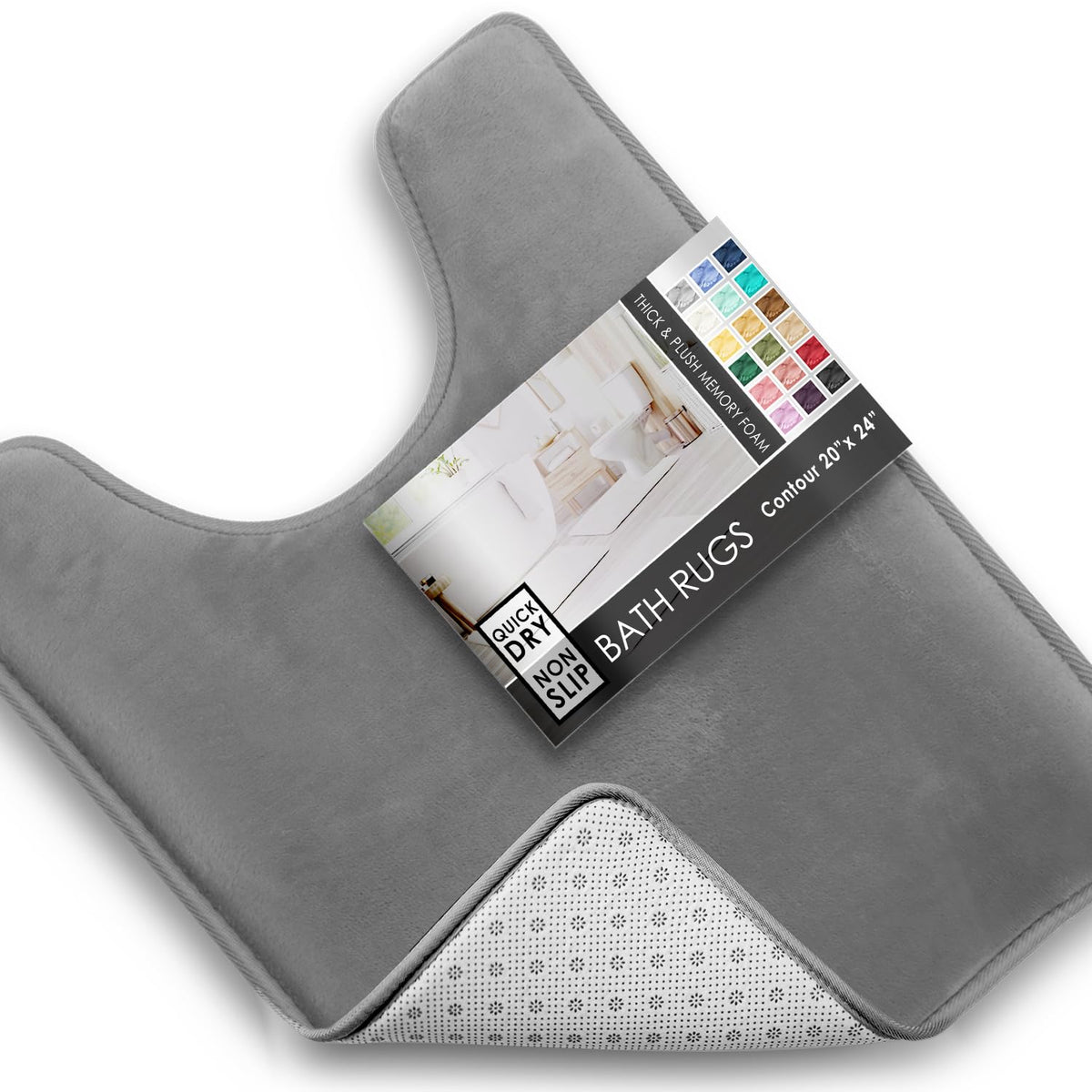 Clara Clark 3 Piece Bathroom Rugs Bath Mat Set, Velvet Memory Foam Bath Mats for Bathroom - Non-Slip, PVC Backing Bath Rugs, Washable - Dries Quickly, Green