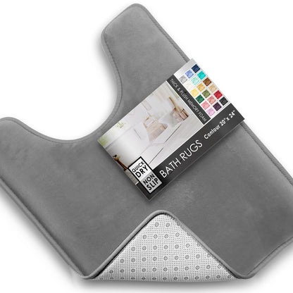 Clara Clark 3 Piece Bathroom Rugs Bath Mat Set, Velvet Memory Foam Bath Mats for Bathroom - Non-Slip, PVC Backing Bath Rugs, Washable - Dries Quickly, Green