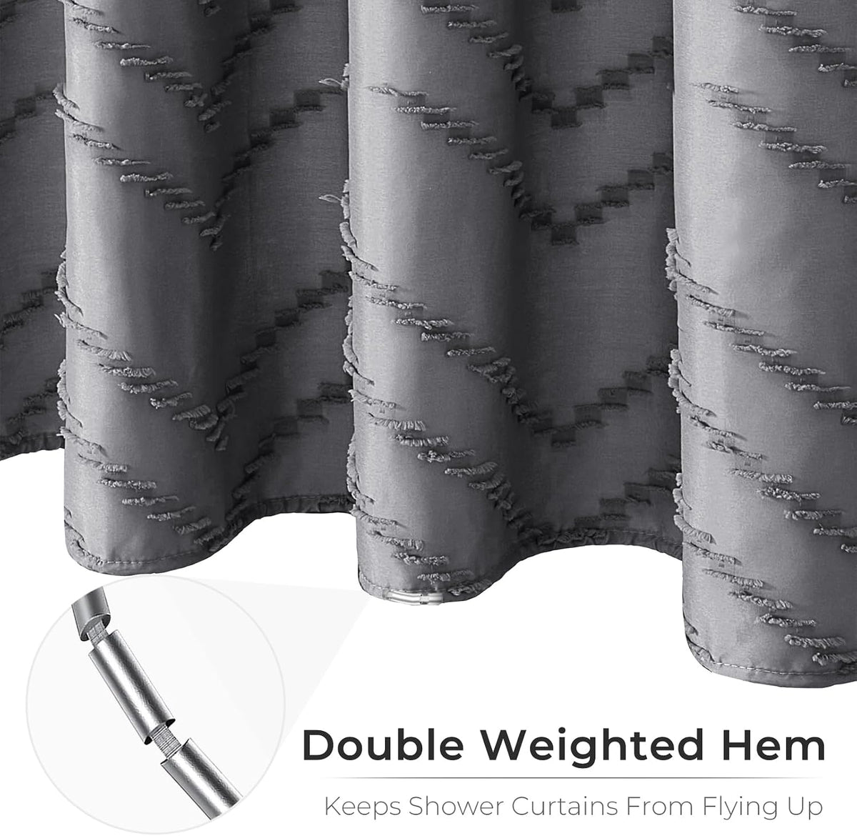 Grey Boho Fabric Shower Curtain 72 x 72 Inches