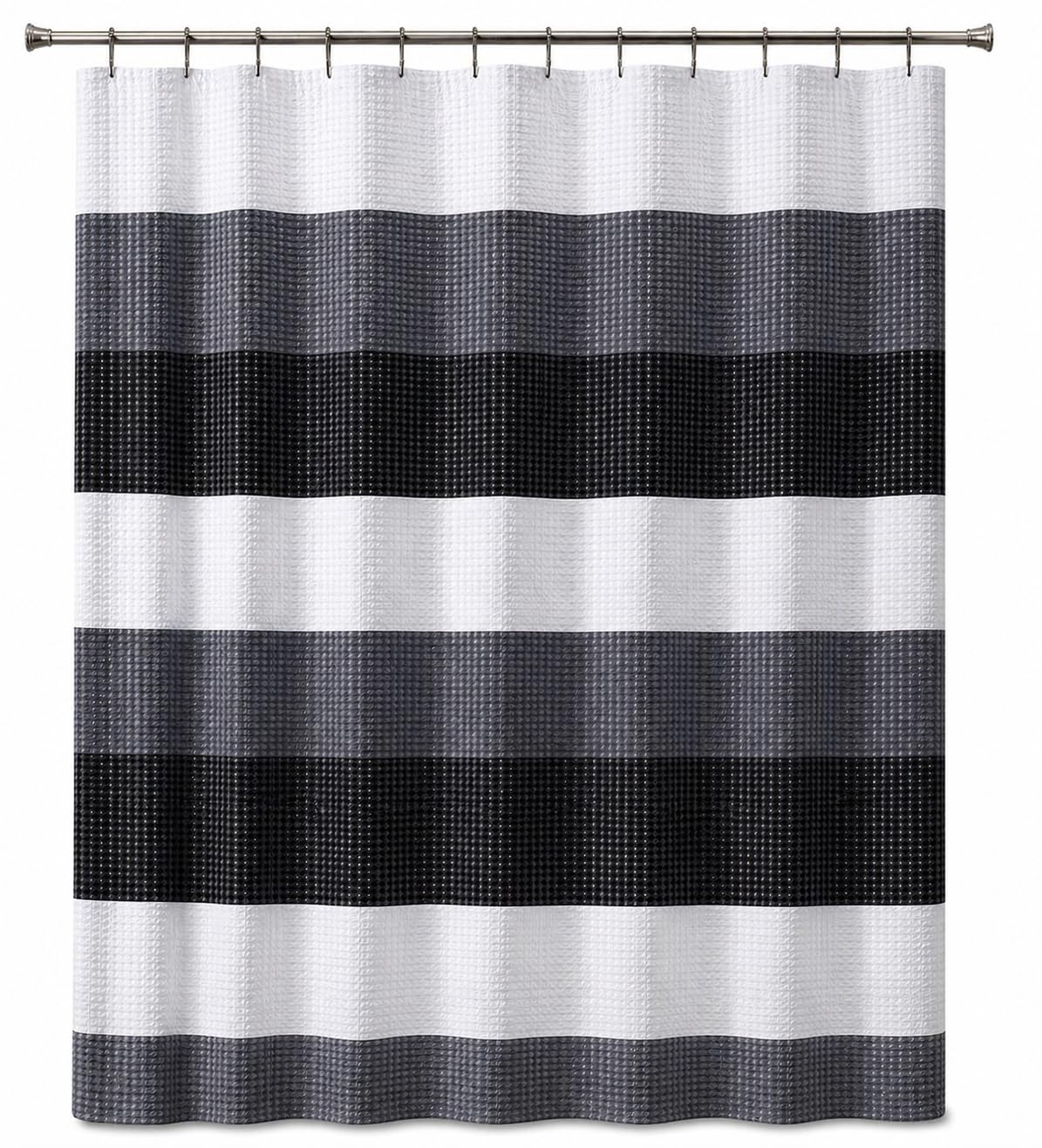Dainty Home Ombre Waffle Weave Shower Curtain 70 x 72 Grey Textured Fabric Shower Curtain, Hotel Style Waffle Weave Bathroom Curtain, Water Resistant Polyester Ombre Shower Curtain