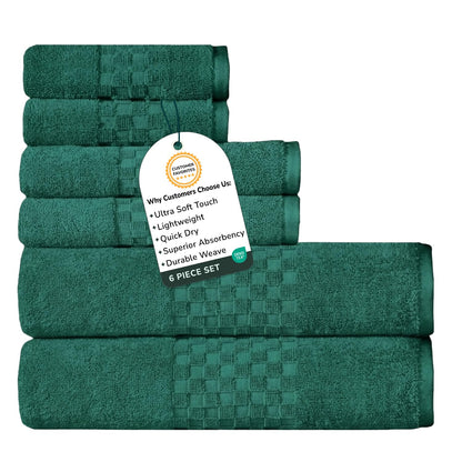 Feather & Stitch 100% Cotton 625 GSM Bath Towel Set of 6, Ultra Soft Highly Absorbent 2 Bath Towels, 2 Hand Towels & 2 Washcloth - Luxury Quick Dry Shower Towels (Ivory)