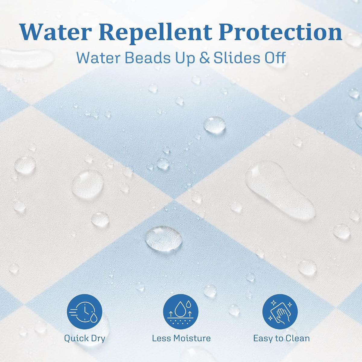 Ohocut Checkered Shower Curtain, Light Blue Shower Curtains for Bathroom, Cute Retro Checkboard Shower Curtain Vintage Aesthetic, Washable Fabric Bath Curtain 72''x72''