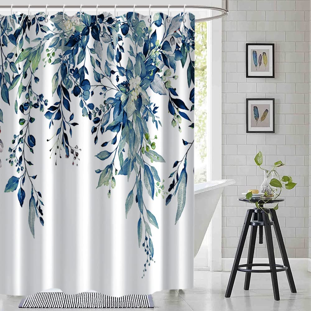 Blue and Green Eucalyptus Shower Window Curtain 40x36 Inch