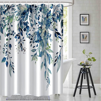 Blue and Green Eucalyptus Shower Window Curtain 40x36 Inch