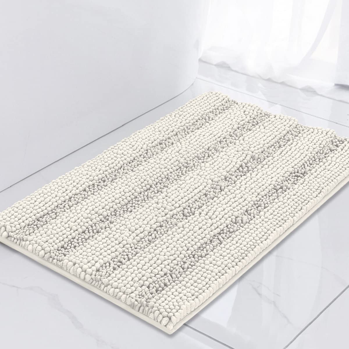Turquoize Bathroom Runner Rug 17"x47", Soft Absorbent Chenille Bath Rug