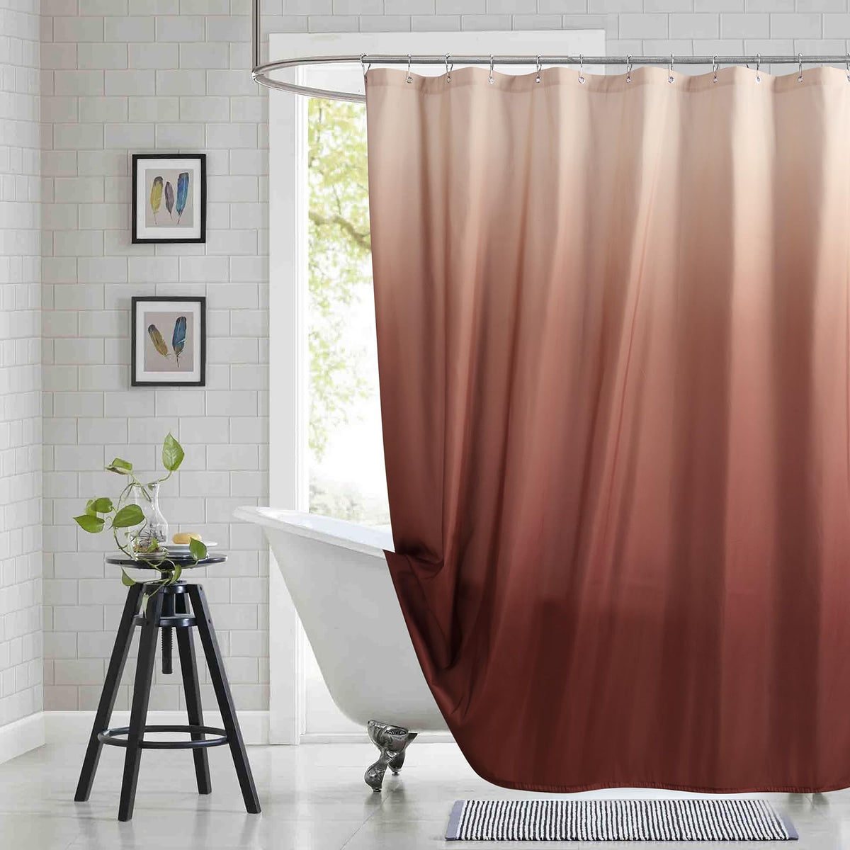Fabric Shower Curtain, Blue Shower Curtain, Plolyester Ombre Shower Curtains for Bathroom, Modern Decorative Bathroom Curtains, 72" W x 72" H