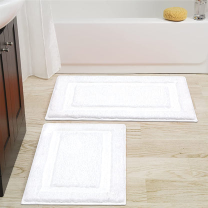 SHACOS Soft Microfiber Bathroom Rugs Set of 2 Pieces, White