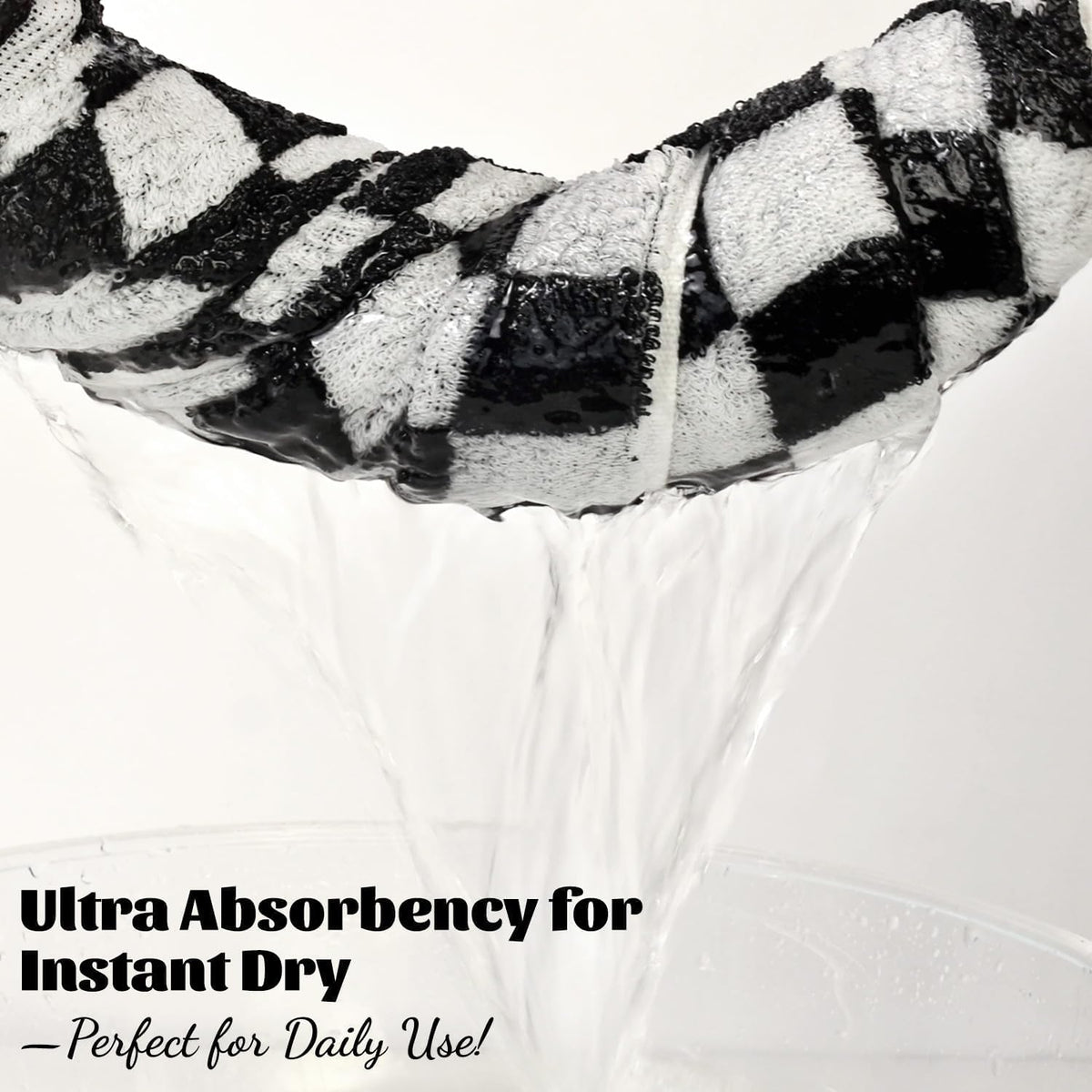 Jacquotha Black and White Checkered Cotton Bath Towels Set of 2