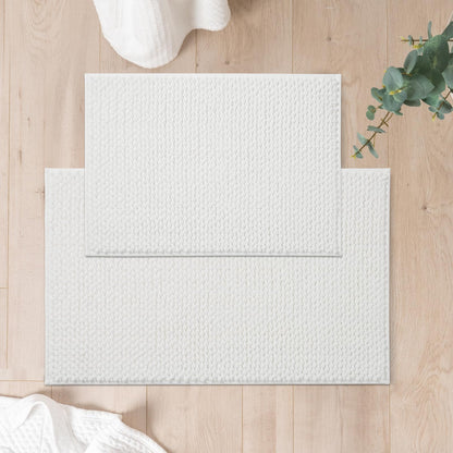 FRESHMINT Chenille Bath Rugs Set 2 Pieces, Cream White, 17''x24''+20''x47''